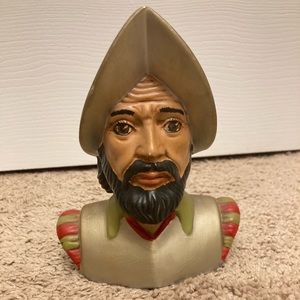 Vintage 1970 Spanish Conquistador Ceramic Bust